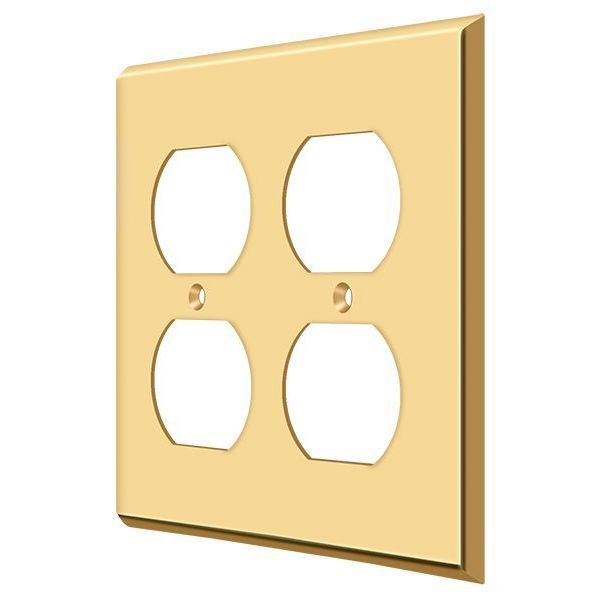 Deltana Quadruple Outlet Switch Plate, Number of Gangs: 2 Solid Brass, PVD Polished Brass Finish SWP4771CR003