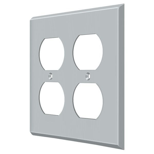 Deltana Quadruple Outlet Switch Plate, Number of Gangs: 2 Solid Brass, Brushed Chrome Finish SWP4771U26D