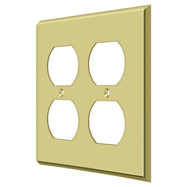 Deltana Quadruple Outlet Switch Plate, Number of Gangs: 2 Solid Brass, Polished Brass Finish SWP4771U3