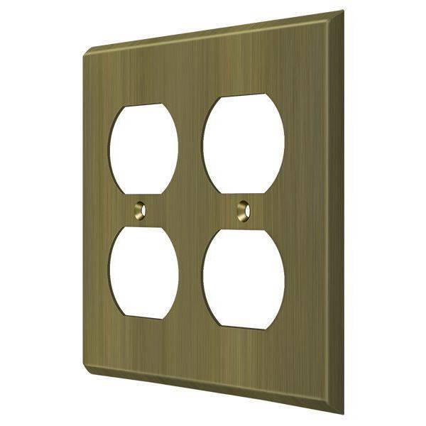 Deltana Quadruple Outlet Switch Plate, Number of Gangs: 2 Solid Brass, Antique Brass Finish SWP4771U5