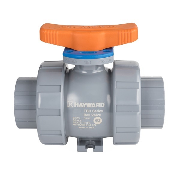 Hayward Flow Control Ball Valve, True Union, 2", CPVC/FPM, Full Port, S/T TBH2200ASTV0000