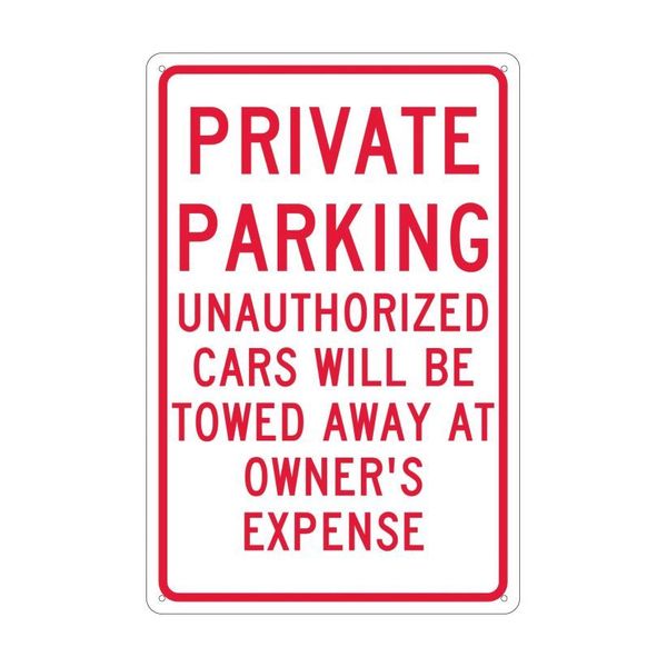 Nmc Private Parking Unauthorized Cars Will Be Towed Sign, TM58G TM58G