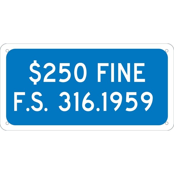 Nmc State Handicapped Parking Fine Florida Sign, TMAS18G TMAS18G