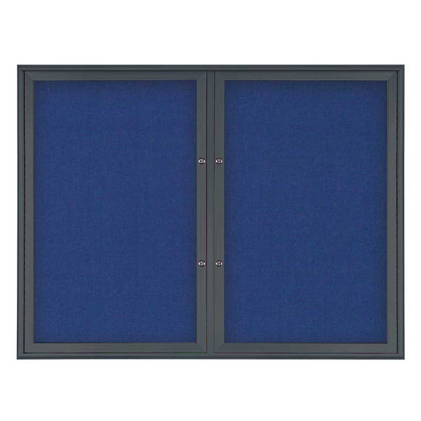 United Visual Products Double Door Radius Plus Corkboard, 42"X UV8002PLUS5-BLACK-COBACC