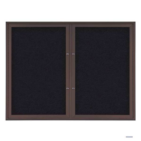 United Visual Products Double Door Radius Plus Corkboard, 42"X UV8002PLUS5-BRONZE-RUBBER