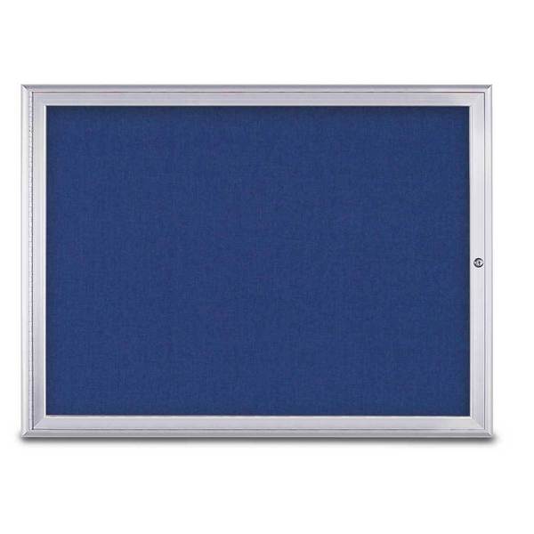 United Visual Products Single Door Radius Corkboard, 48"X36", S UV80031-SATIN-COBACC