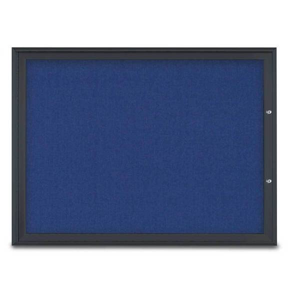 United Visual Products Single Door Radius Plus Corkboard, 48"X UV8003PLUS1-BLACK-COBACC