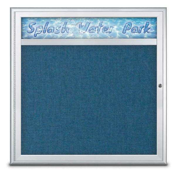 United Visual Products Single Door Radius Corkboard With Header UV8012-SATIN-ULTMAR