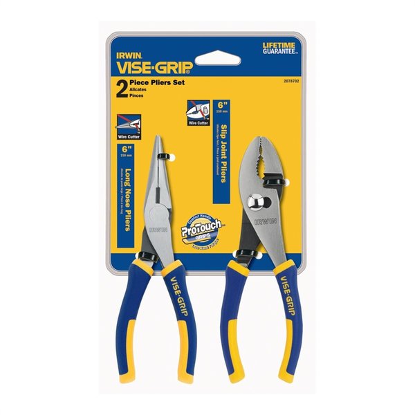 Irwin Pliers Set, 2 pcs, 6" Slip Joint, Long Nose 2078702