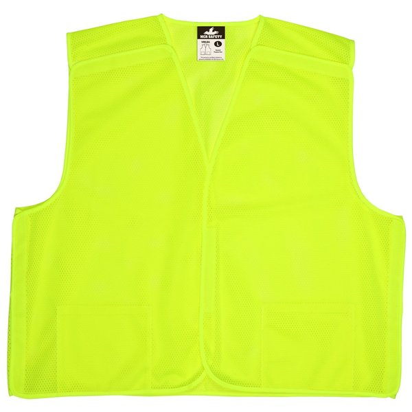 Mcr Safety Safety Vest, Hi-Viz Lime, S VMLBAS