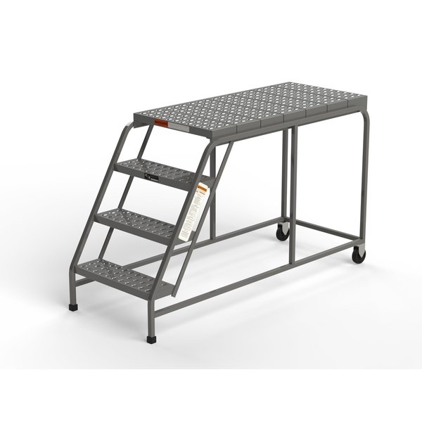 Ega Products Mobile Work Platform, 4 Steps, 24"W x 48"D Platform, Perforated Tread, No Handrails W030