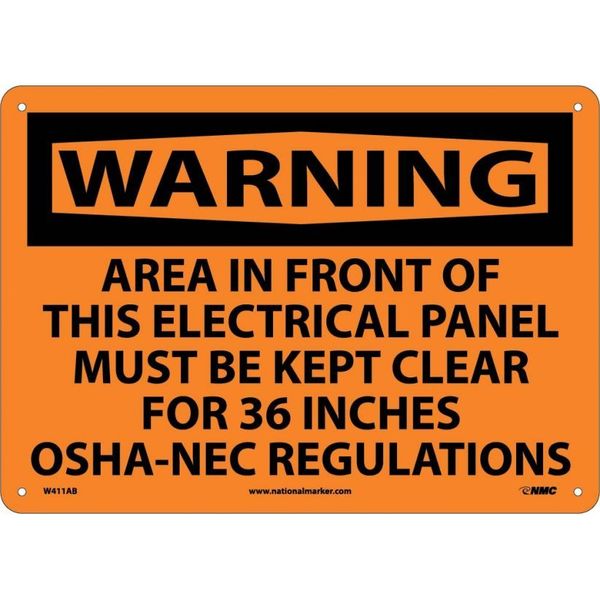 Nmc Warning Electrical Panel Must Be Kept Clear Sign, W411AB W411AB