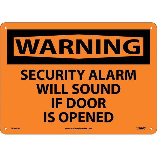 Nmc Warning Security Alarm Will Sound Sign, W463AB W463AB