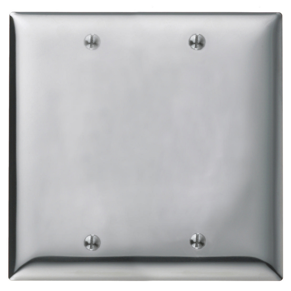 Hubbell Wiring Device-Kellems Blank Wall Plates, Number of Gangs: 2 Stainless Steel, Chrome Finish SCH23