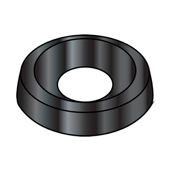 Zoro Select Countersunk Washer, Fits Bolt Size #6 Steel, Black Zinc Finish, 10000 PK 06WCBZ