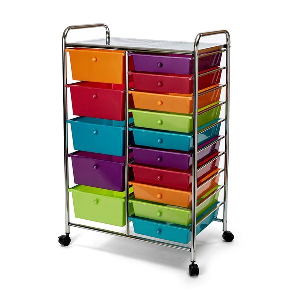 Seville Classics Utility Storage Organizer Cart, 15 Drawer WEB908