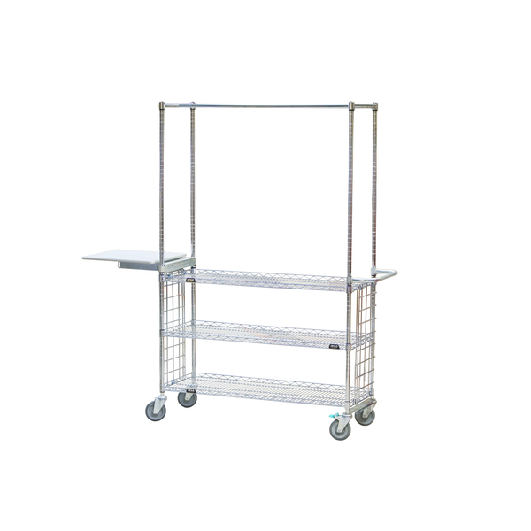 Irsg Wire Cart, Top Hang Bar, Enclsr Pnls, 3 Rev Mat Shlvs, 18”D x 48”L x 75”H WRR-1848-69C-DL