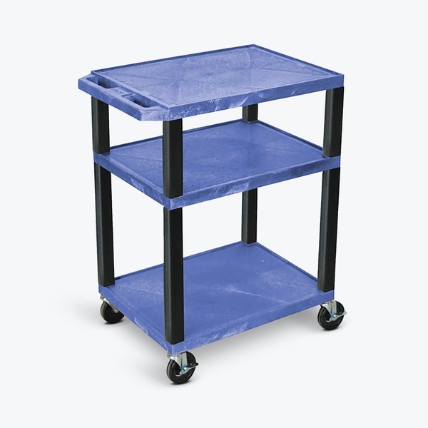 Luxor Tuffy Utility Cart with Three Shelves in Blue, 32" WT34BU-B