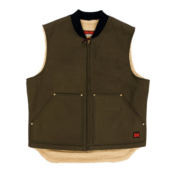 Tough Duck Duck Sherpa Lined Vest, Olive WV062 | Zoro