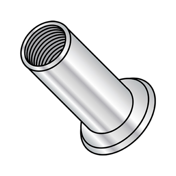 Zoro Select Rivet Nut, #8-32 Thread Size, 0.347 in - 0.357 in Flange Dia., .485 in - .515 in L, Aluminum XA-08160