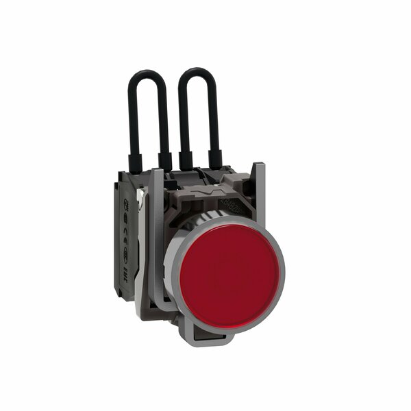 Schneider Electric Push-to-test pilot light, Harmony XB4, metal, red, universal LED, screw clamp terminals, 24V XB4BW24B5