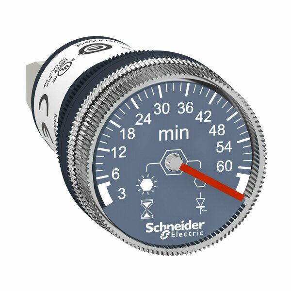 Schneider Electric Panel mounted timer monofunction, Harmony XB5, plastic, 22mm, time delay 3...60min, 100...240V AC DC XB5DTGM5
