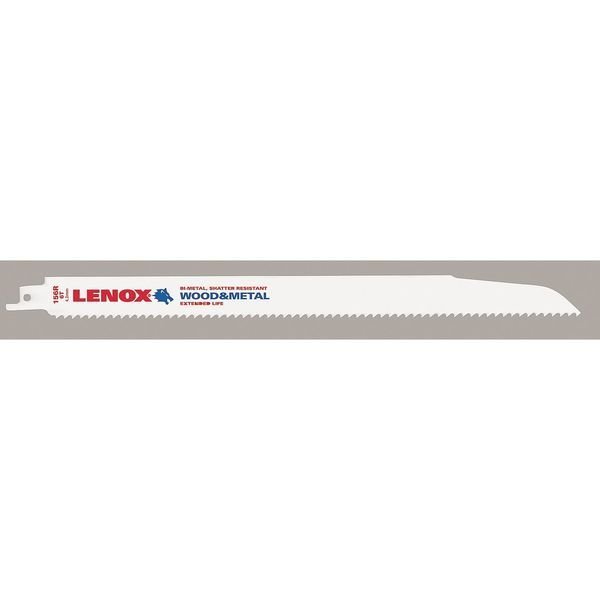 Lenox 12 in L x 6 TPI Bi-Metal Recip Saw Blade, TPI 6, 25 UNT, PK4 20495B156R