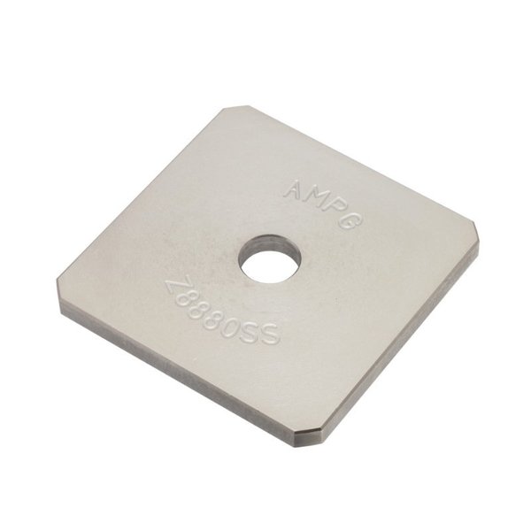 Ampg Square Washer, Fits Bolt Size 1/2 in 18-8 Stainless Steel, Plain Finish Z8880SS