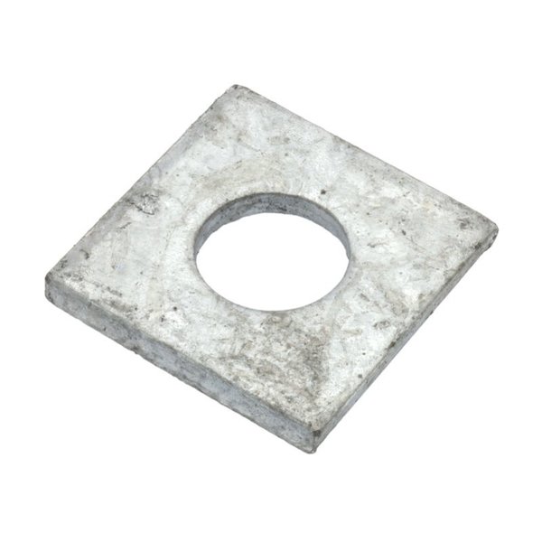 Zoro Select Square Washer, Fits Bolt Size 7/8 in Low Carbon Steel, Galvanized Finish Z8960G