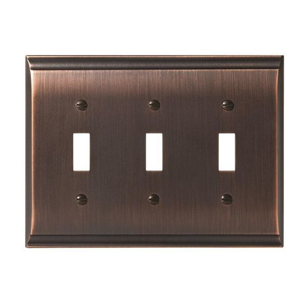 Amerock Candler 3 Toggle Wall Plates, Number of Gangs: 3 Zinc, Oil Rubbed Bronze Finish BP36502ORB