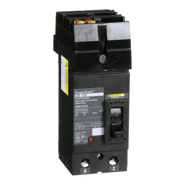 Square D Molded Case Circuit Breaker, QBA Series 125A, 2 Pole, 240V AC QBA221252