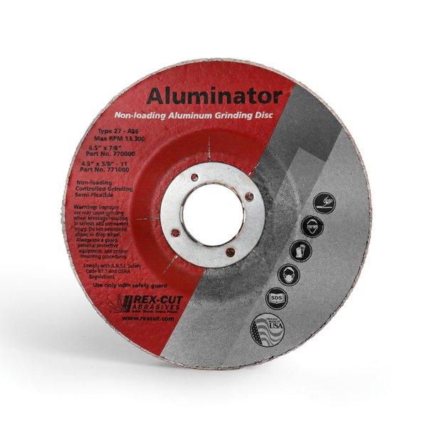 Rex Cut Aluminator Grinding Disc 4 1/2 X 7/8 T27 Aluminator Grind A36 770000