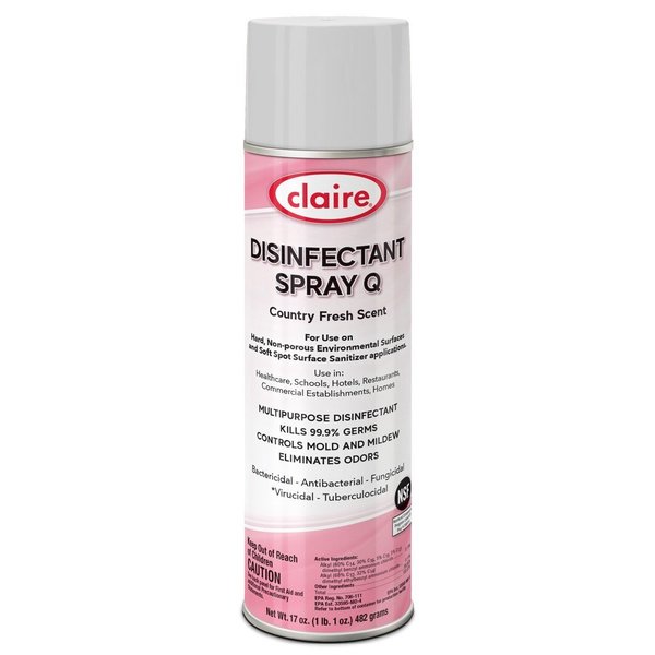 Claire Disinfectant Spray Q - Country Fresh Scent, silver, 12 PK 1001