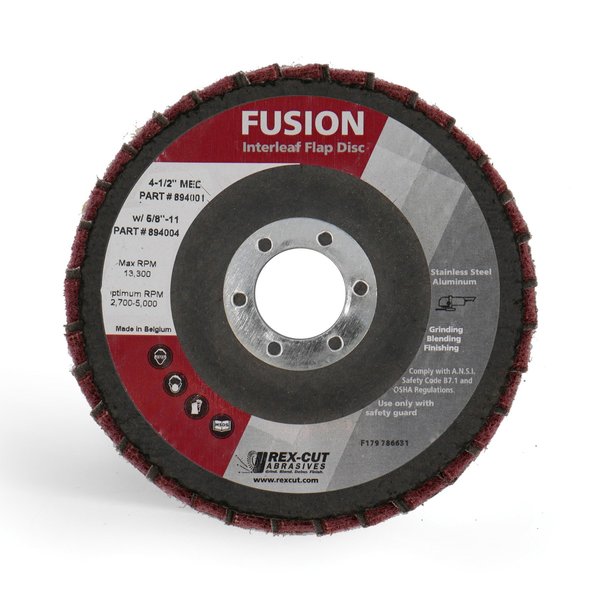 Rex Cut Fusion Flap Disc 4 1/2 X 7/8 T29 Fusion Interleaf Flap Disc Medium 894001