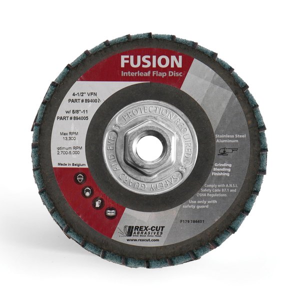 Rex Cut Fusion Flap Disc 4 1/2 X 5/8-11 T29 Very Fine 894005