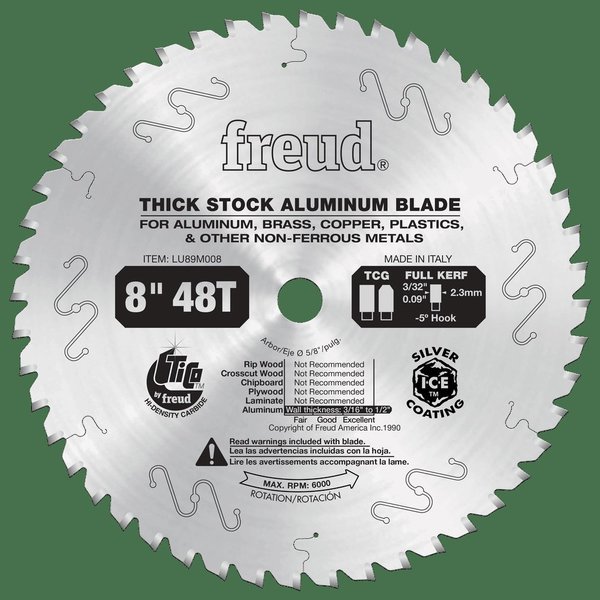 Freud Thick Stock Aluminum Metal Blade, 8 LU89M008