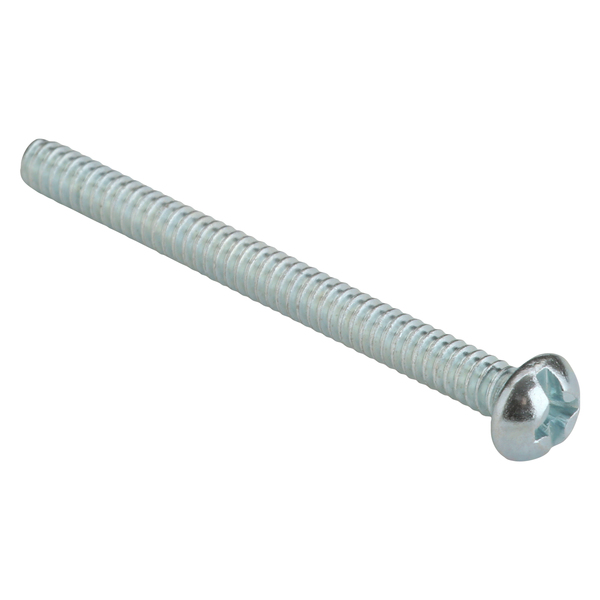 Zoro Select #6-32 x 1-1/2 in Combination Phillips/Slotted Round Machine Screw, Zinc Plated Steel, 100 PK U24212.013.0150