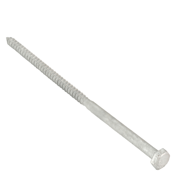 Zoro Select Lag Screw, 1/4 in, 6 in, Steel, Hot Dipped Galvanized Hex External Hex Drive, 100 PK U08450.025.0600