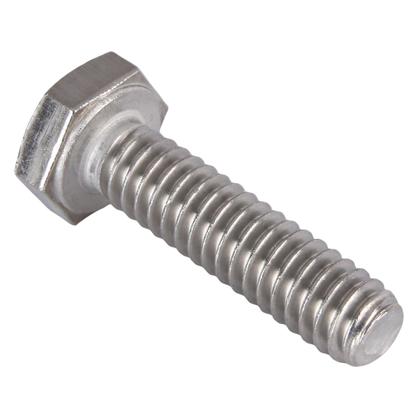 Zoro Select Not Graded, 1/4"-20 Hex Head Cap Screw, Plain Stainless Steel, 1 in L, 100 PK U51010.025.0100