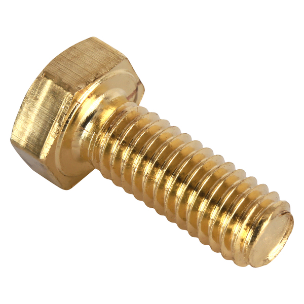 Zoro Select Not Graded, M6-1.00 Hex Head Cap Screw, Plain Brass, 16 mm L, 25 PK HC3B06016-025P1