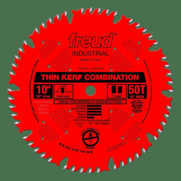 Freud Thin Kerf Combination Blade, 10 LU83R010