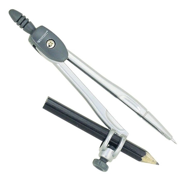 Westcott Compass, Metal Compass with Wooden Pencil 14555