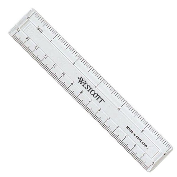 Westcott 12 Plastic Metric and Standard Ruler, Transparent (36)
