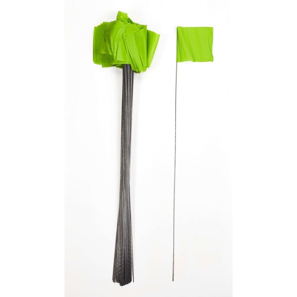 Mutual Industries 4X5X30" Wire Marking Flags, Glo Lime, 1000C 15901-139-4