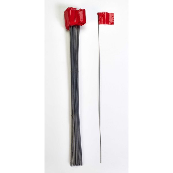 Mutual Industries Wire Marking Flags, 2.5"x 3.5"x 30", Red 15901-79-30