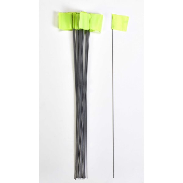 Mutual Industries 2.5X3.5X30" Glo Lime Wire Marking Flags, 1000C 15901-139-30