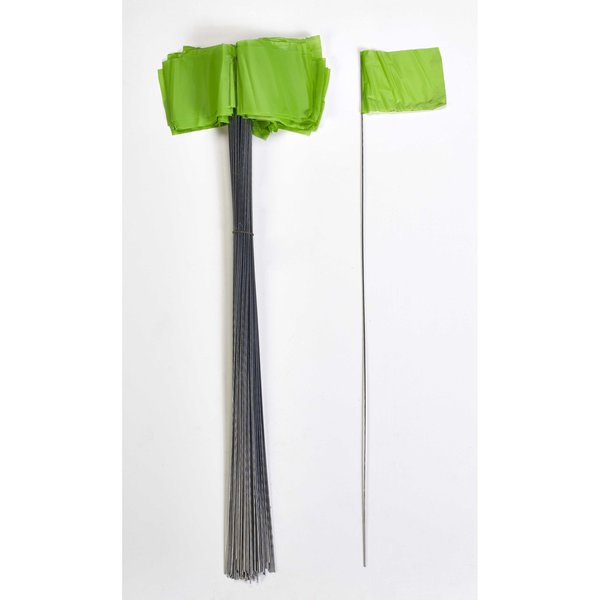 Mutual Industries 2.5X3.5X21" Green Wire Marking Flags, 1000C 15901-39-21