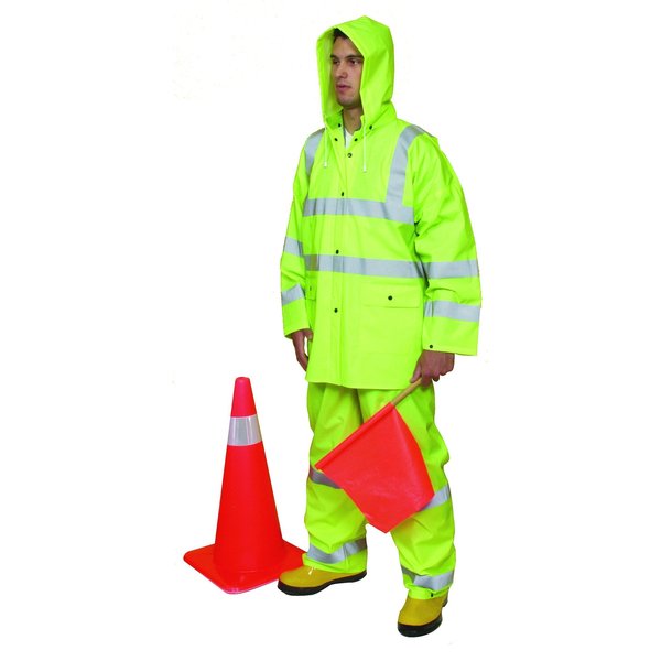 Mutual Industries Cl3 3Pc Ansi Rainsuit Lime Size L 14511-3