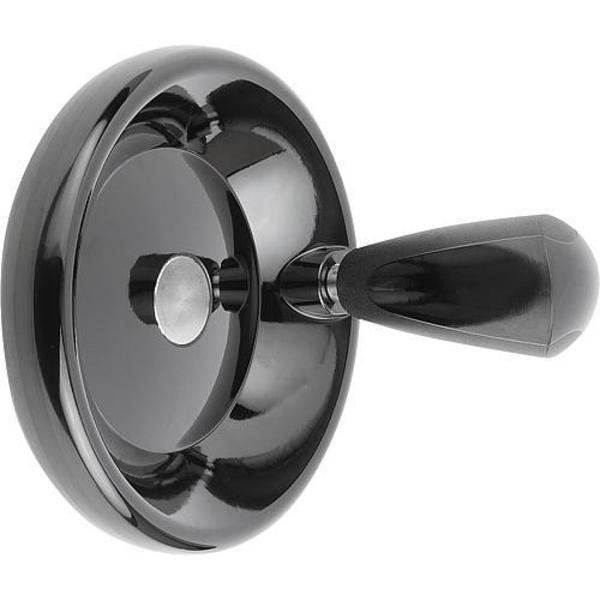 Kipp Disc Handwheel, Thermoset, Hub Steel, Diameter D1= 100 mm, Form D Pilot Hole D2= 6 mm, Revol. Grip K0164.2100X06