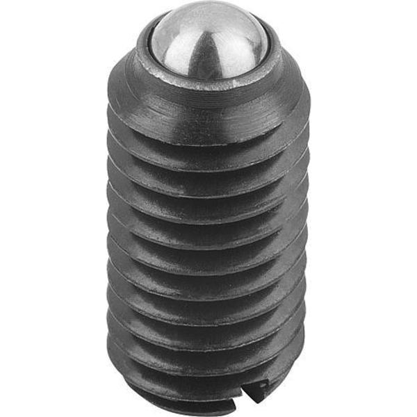 Kipp Spring Plunger, Standard Spring Force D=10-32 L=12, Steel, Comp: Ball Steel K0309.A1